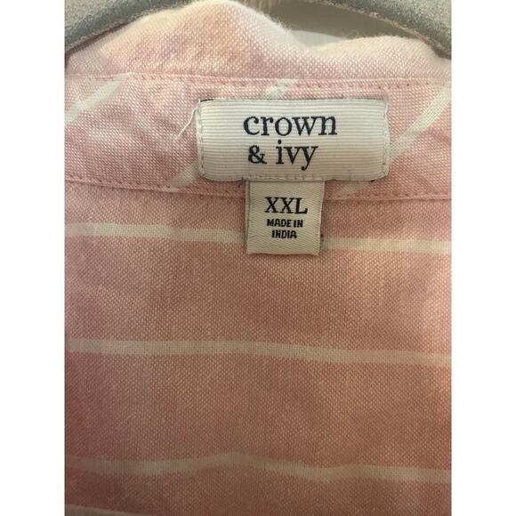 Crown & Ivy XXL Long Sleeve Oxford Boyfriend Shirt - Picture 3 of 13